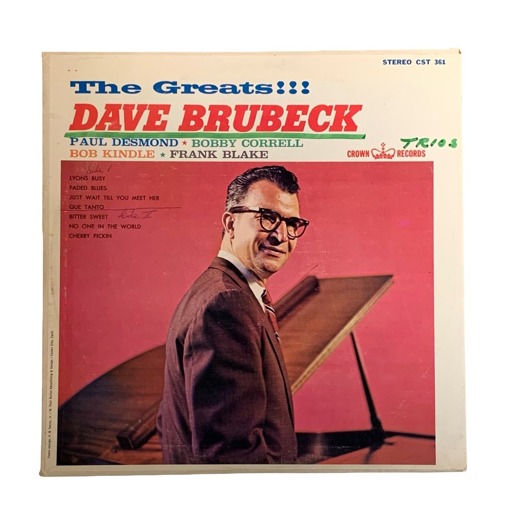 Dave Brubeck The Greats Vinyl LP Crown Records CST 361 Stereo Jazz Paul Desmond